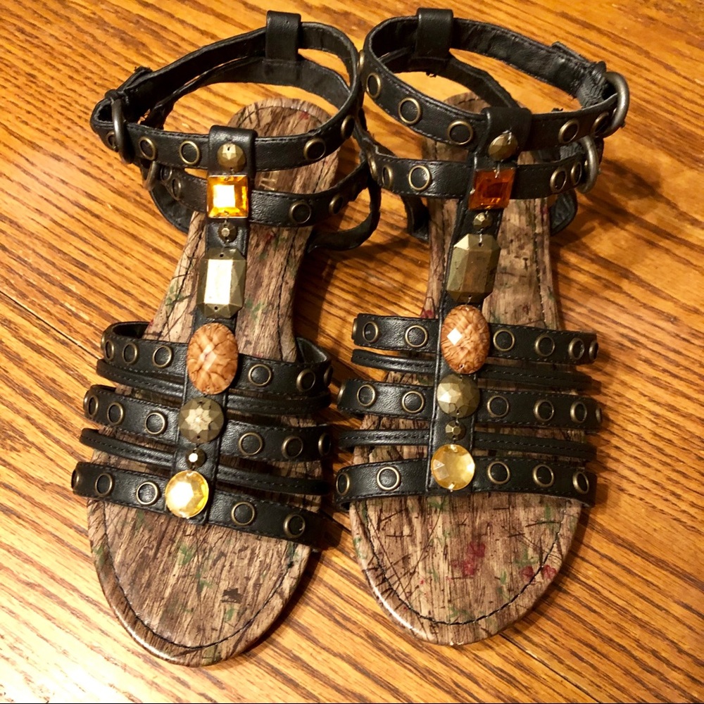Black gladiator sandals